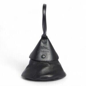 Longchamp Black Cone Origami Leather Statment Purse